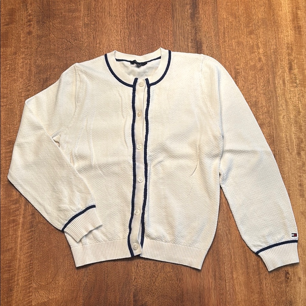 Girl’s White Cardigan Sweater